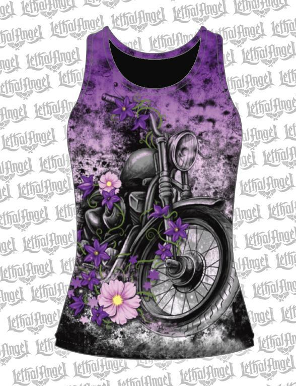 Flower Motorcycle Razor Back Tank Top