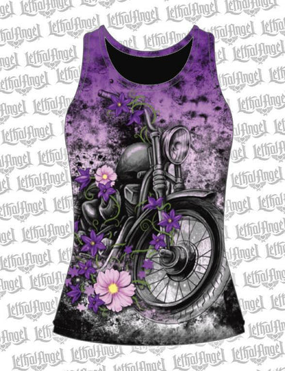 Flower Motorcycle Razor Back Tank Top
