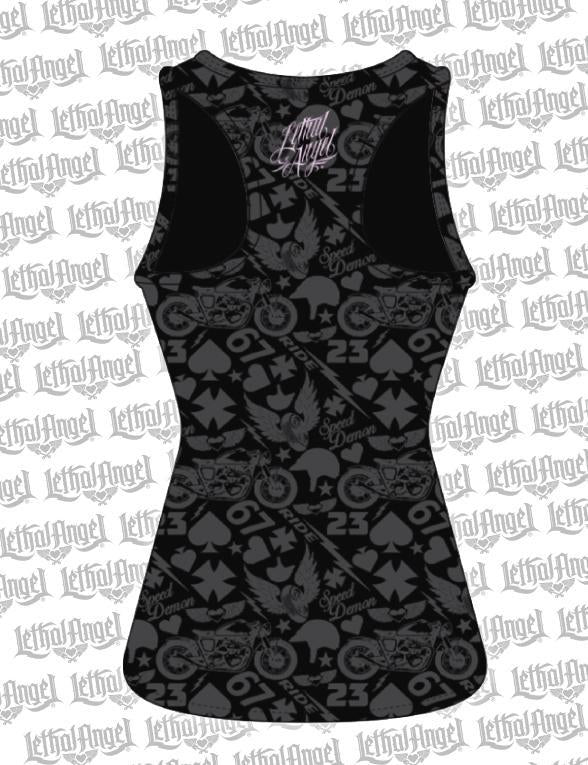 Flower Motorcycle Razor Back Tank Top