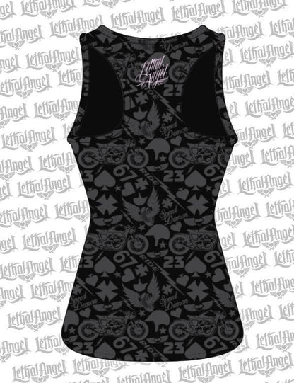 Flower Motorcycle Razor Back Tank Top
