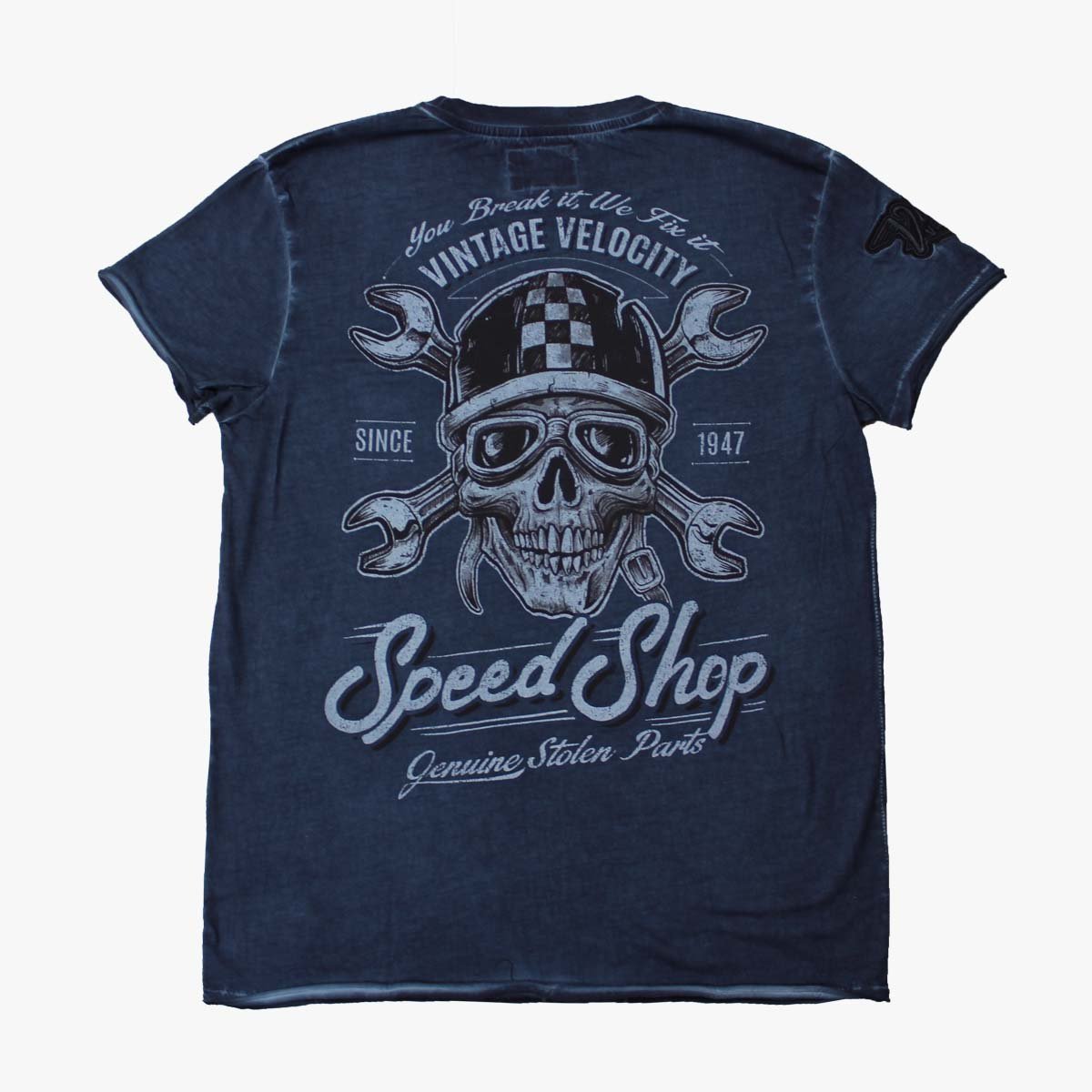 Vintage Velocity Speed Shop Blue Wash Tee