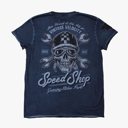Vintage Velocity Speed Shop Blue Wash Tee