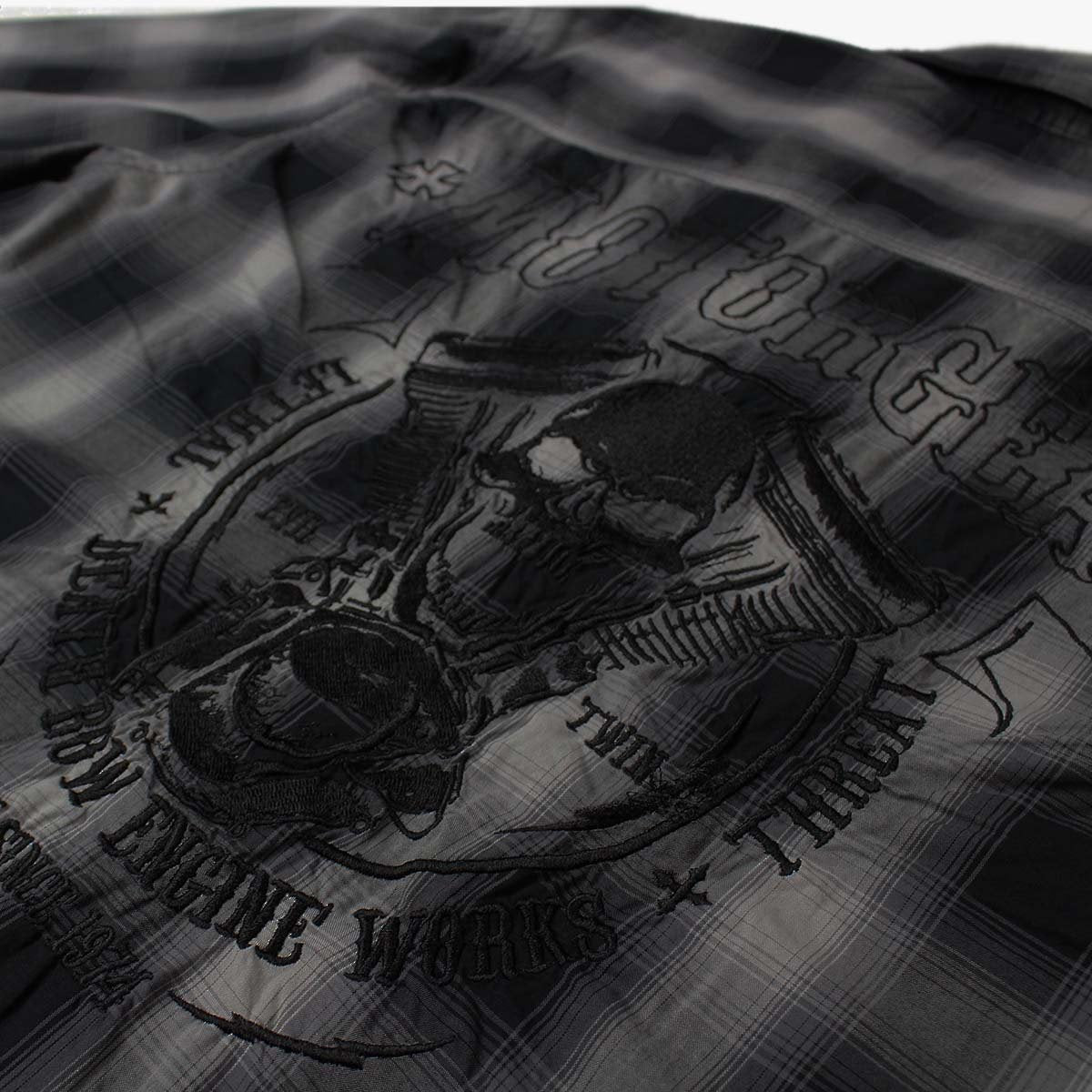 Motor Death Grey Plaid Button Down