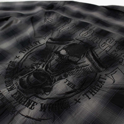 Motor Death Grey Plaid Button Down