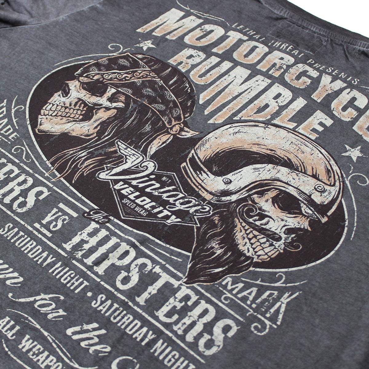 Vintage Velocity Biker Vs Hipsters Tee