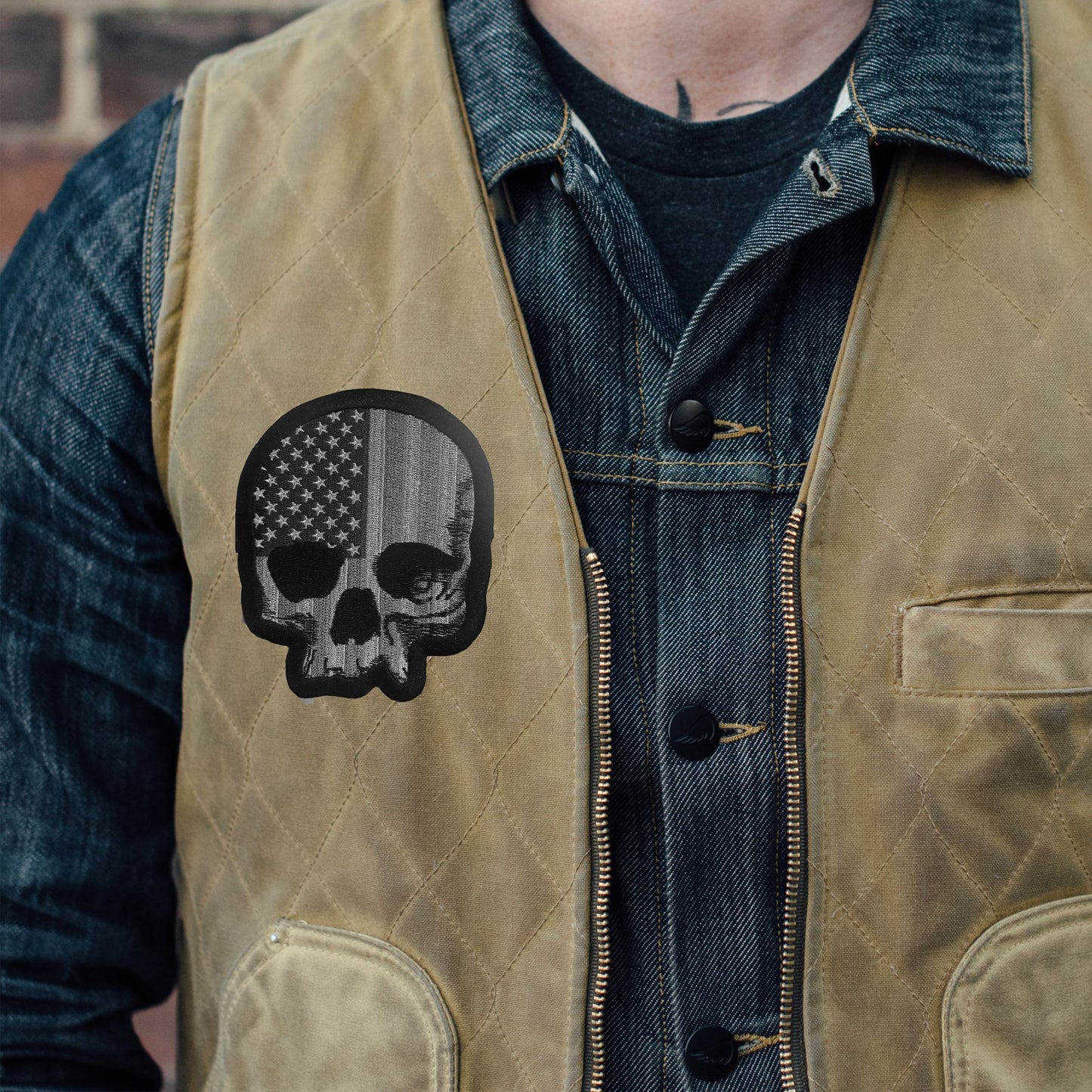 USA Gray Skull Mini Patch