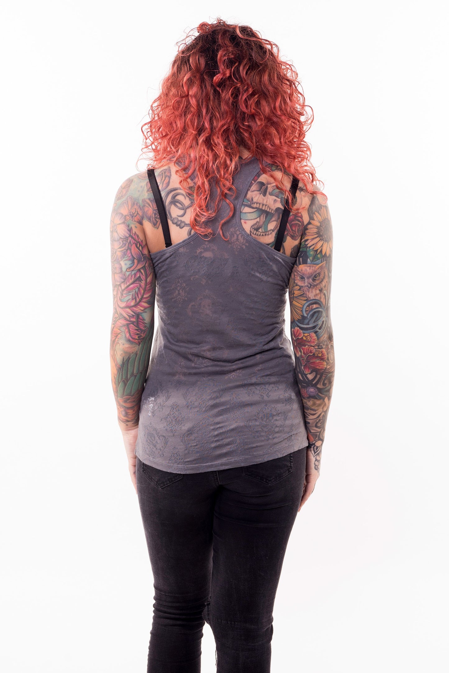 Classic Skull Burn Out Razor Back Tank Top