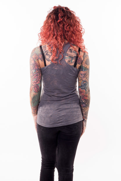 Classic Skull Burn Out Razor Back Tank Top