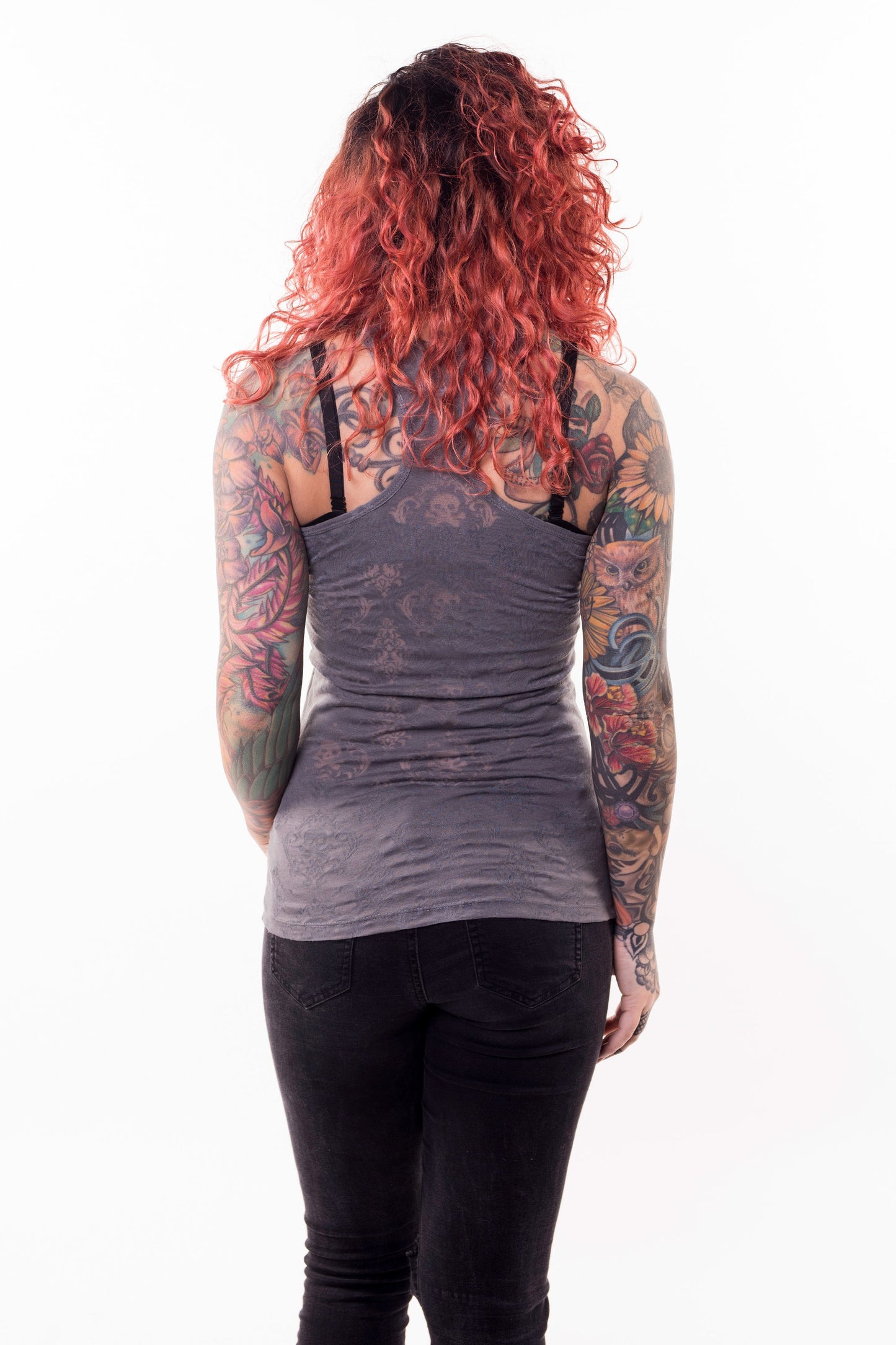 Dragonfly Skull Burn Out Razor Back Tank Top