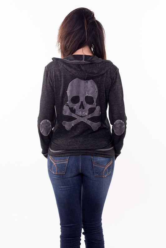 Grunge Skull Patch Hoodie