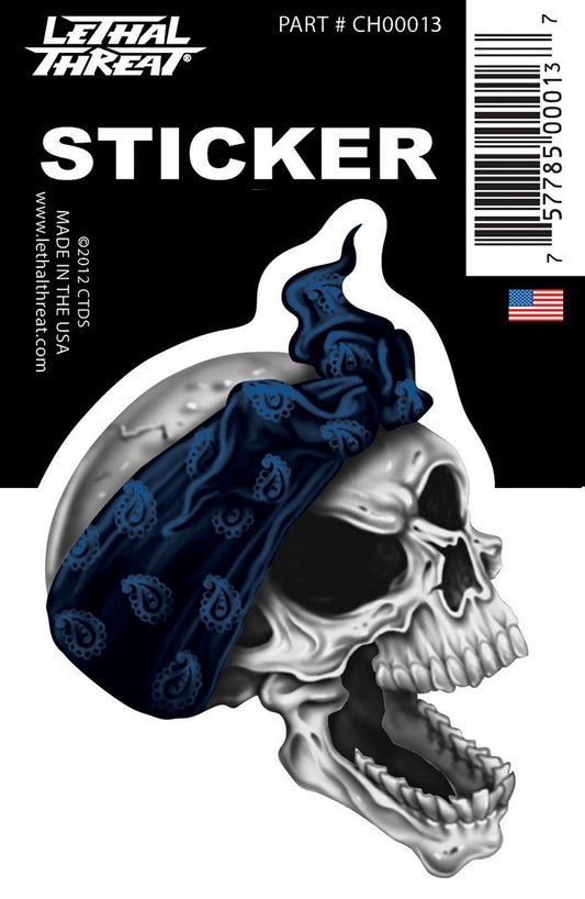 Rude & Crude Decal: Bandana Skull Right Blue