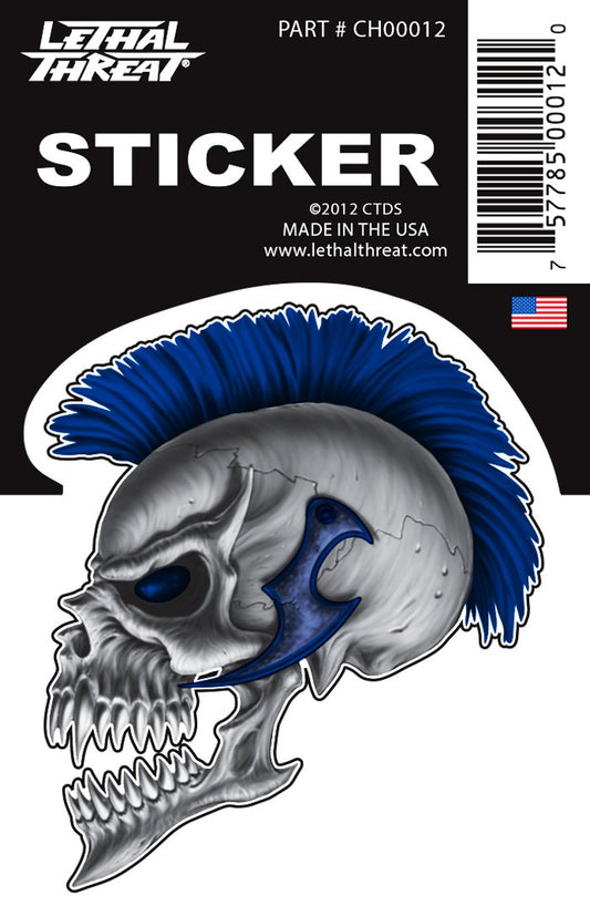 Rude & Crude Decal: Mohawk Skull Blue