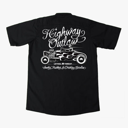 Highway Outlaw Rat Rod Embroidered Work Shirt