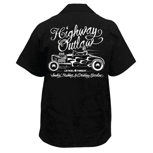 Highway Outlaw Rat Rod Embroidered Work Shirt