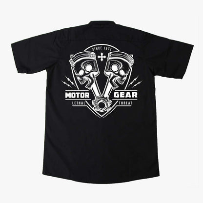 Piston Skull Embroidered Work Shirt