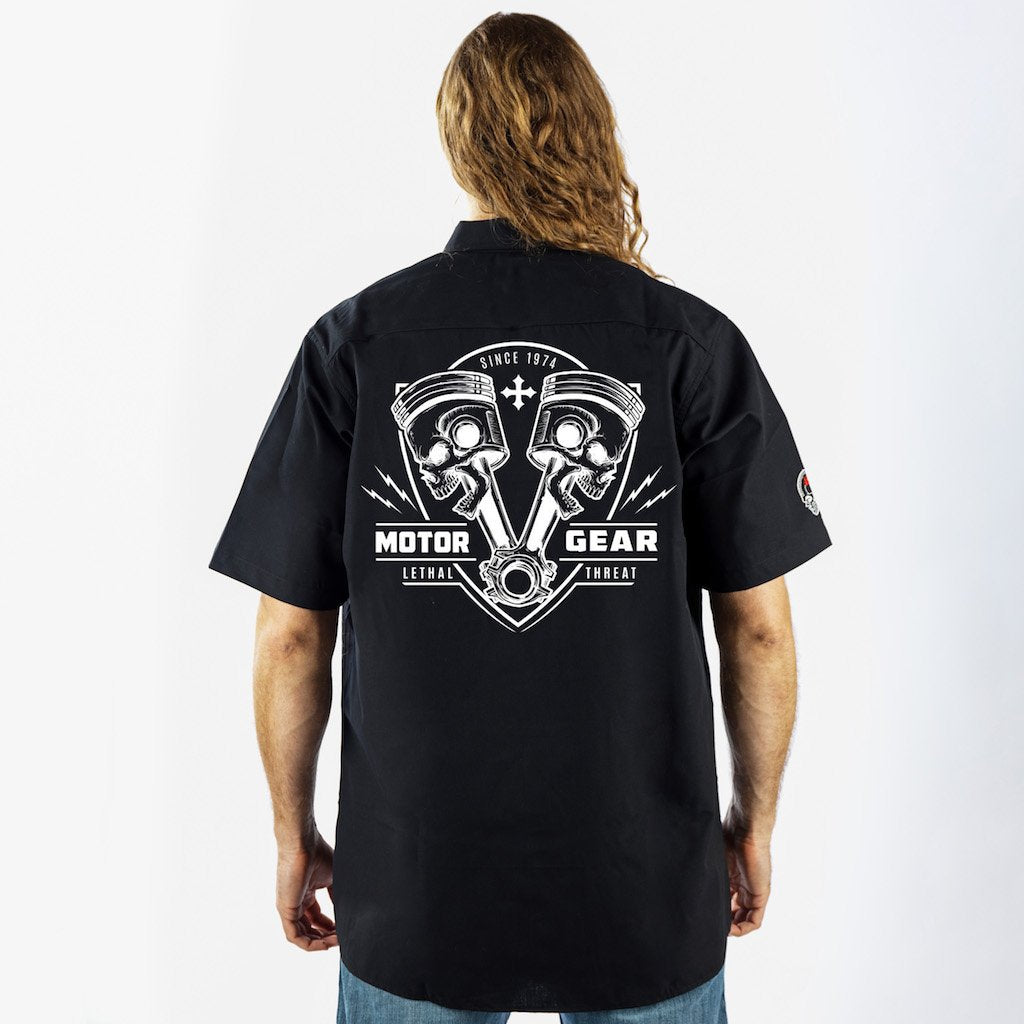Piston Skull Embroidered Work Shirt