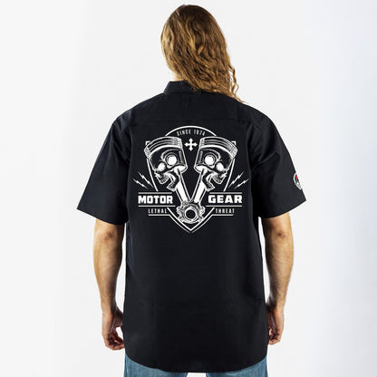 Piston Skull Embroidered Work Shirt
