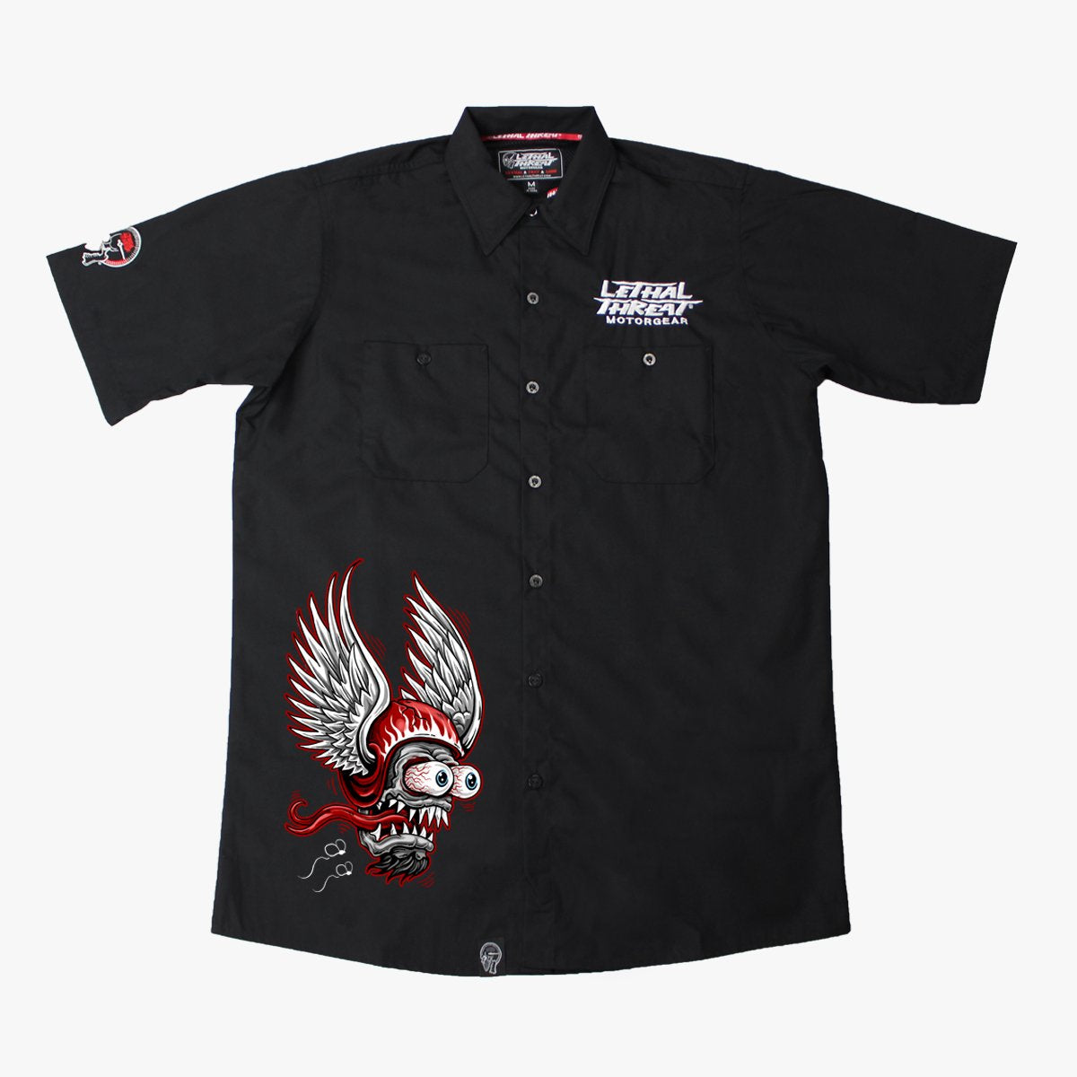 Winged Helmet Monster Embroidered Work Shirt