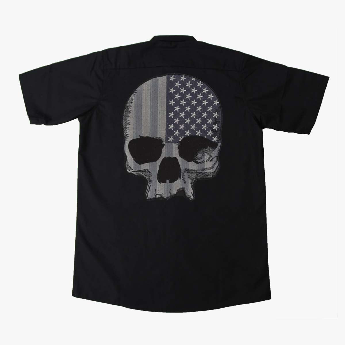 Grey USA Skull Embroidered Work Shirt