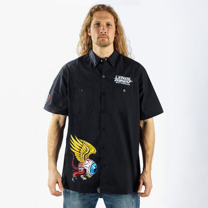 Eyeball Monster Embroidered Work Shirt