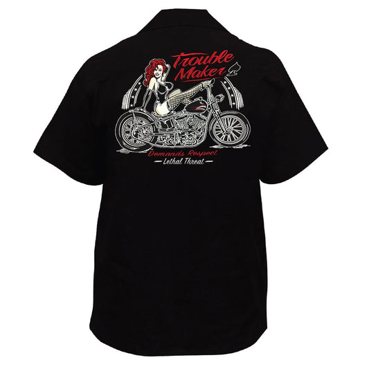 Trouble Maker Embroidered Work Shirt