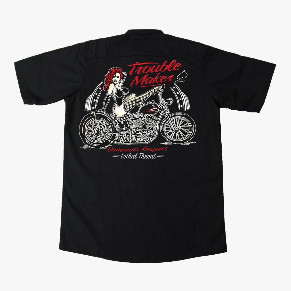 Trouble Maker Embroidered Work Shirt