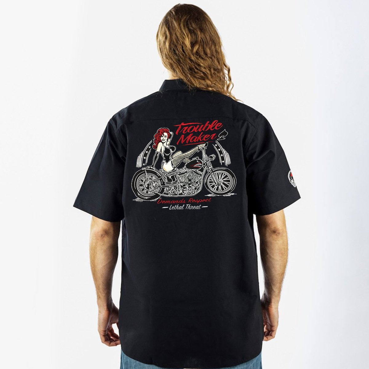 Trouble Maker Embroidered Work Shirt