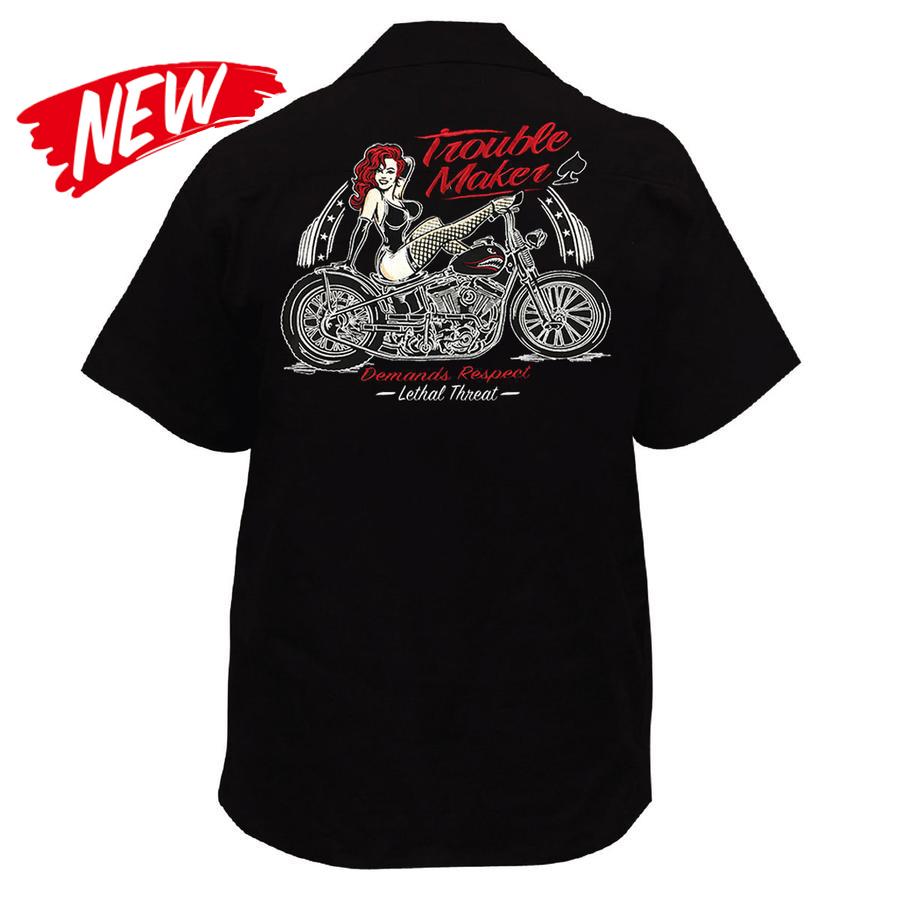 Trouble Maker Embroidered Work Shirt