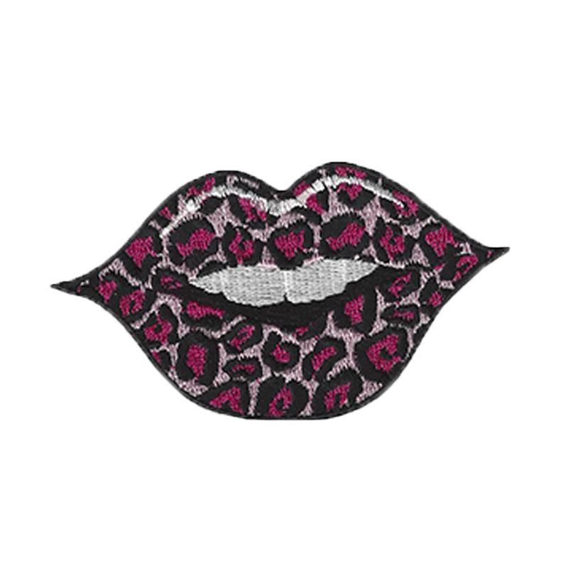 Pink Leopard Print Lip Tattoo Embroidered Patch