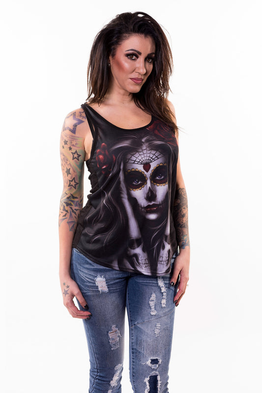 Skull Arm Tattoo Razor Back Tank Top