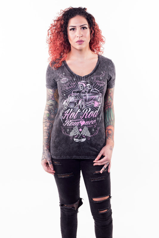 Hot Rod Romance V-Neck Tee Shirt