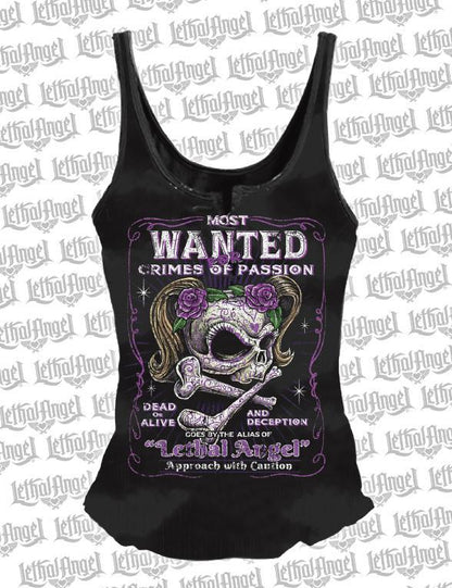 Most Wanted Skull Lace Up Tank Top