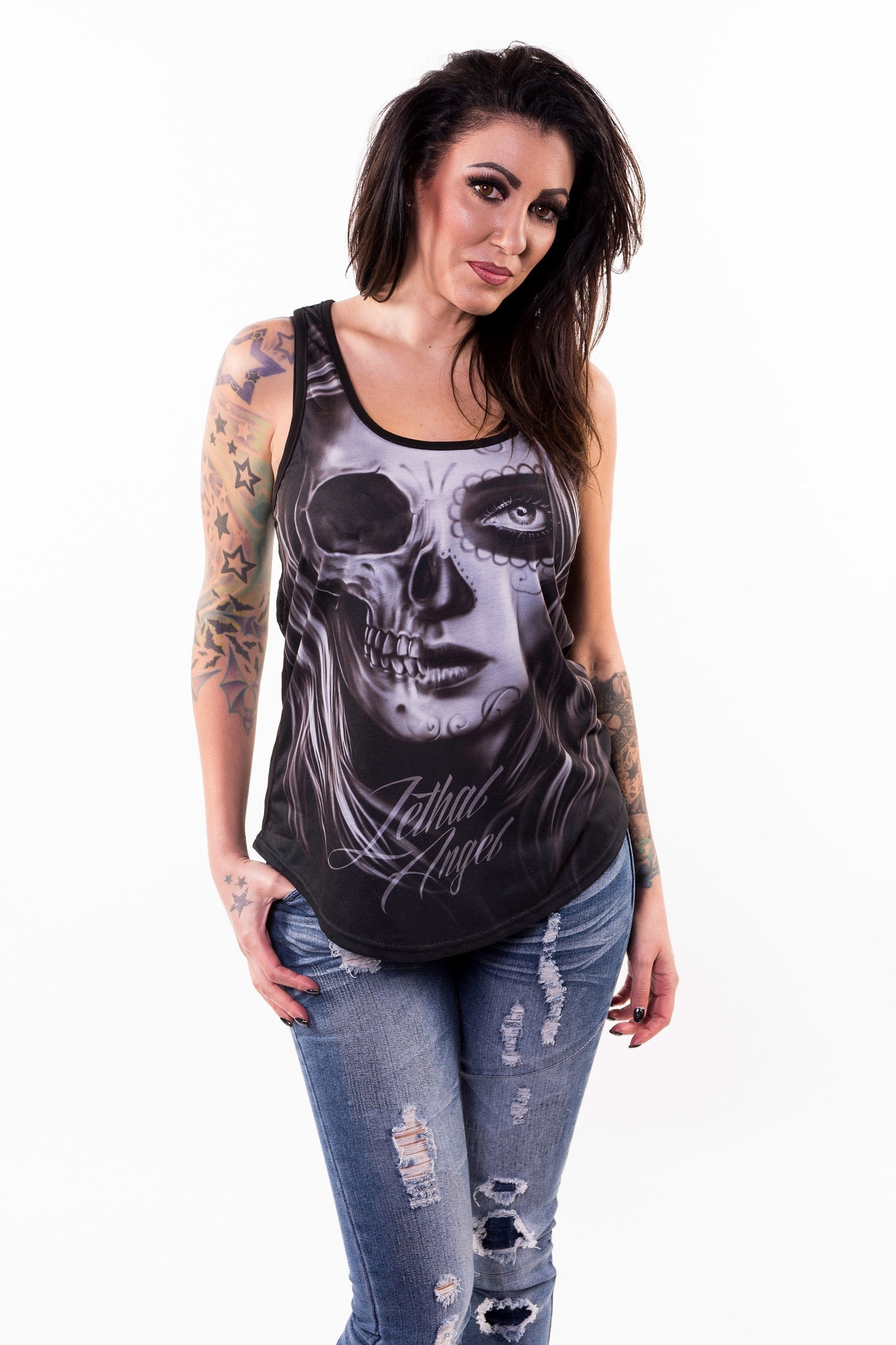 Half D.O.D Skull Razor Back Tank Top