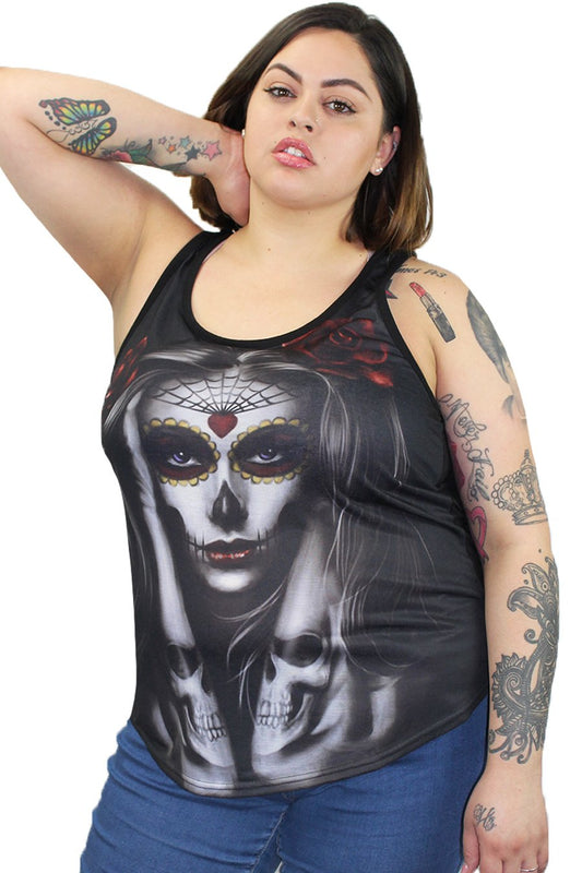 Skull Arm Tattoo Razor Back Tank Top
