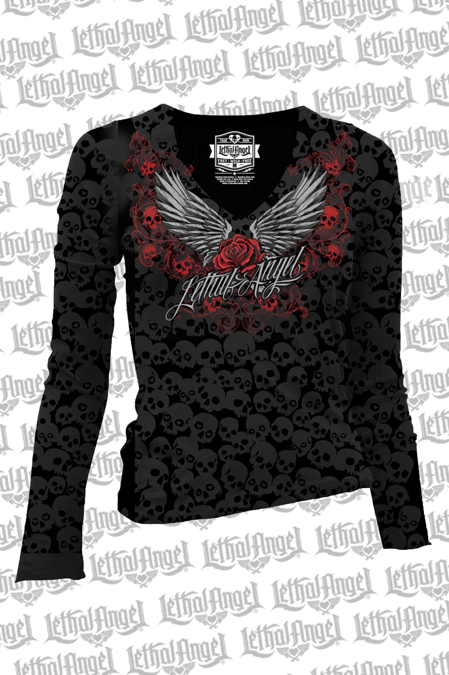 Rose Wing Scroll Long Sleeve Shirt