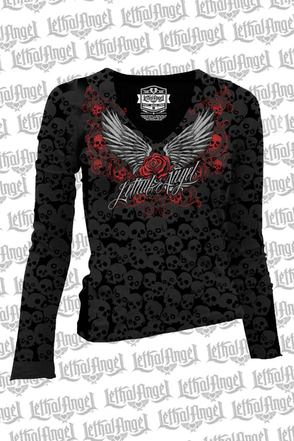 Rose Wing Scroll Long Sleeve Shirt