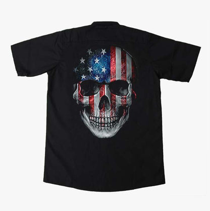 Star N Stripes Skull Printed Workshirt