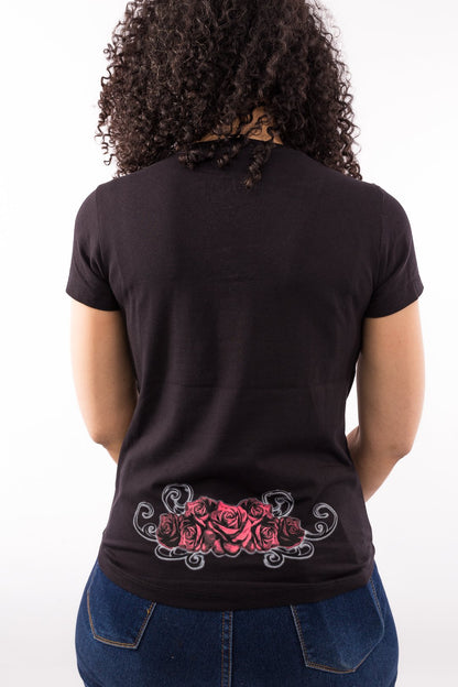 Red Catrina V Neck Tee