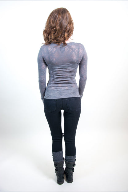 Floral Skull Burnout Long Sleeve