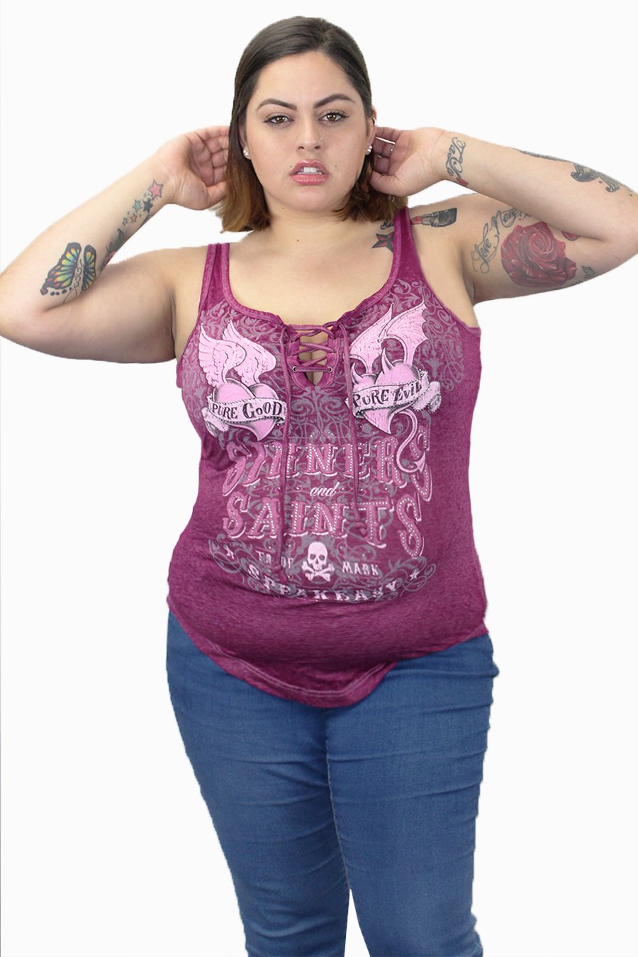 Sinners & Saints Lace Up Tank Top