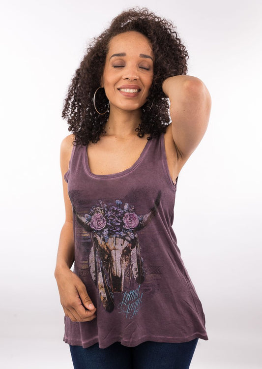 Floral Western Skull Tank