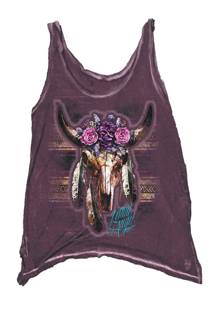 Floral Western Skull Tank