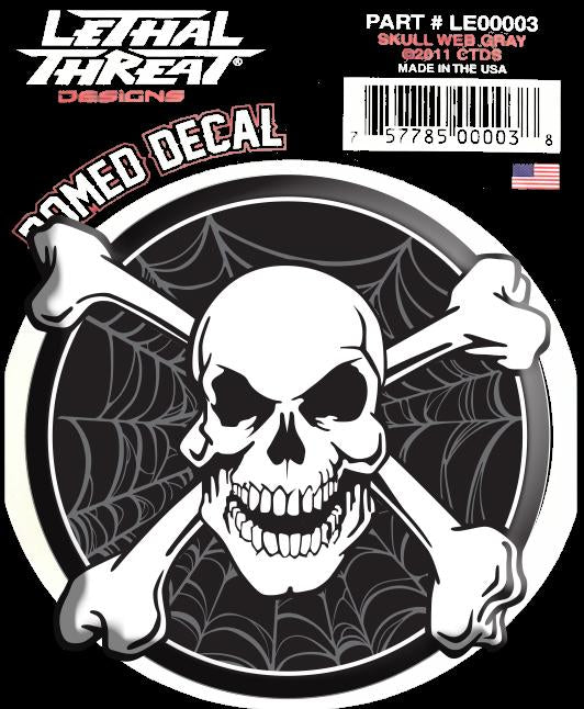 Domed Decal: Skull Web Gray