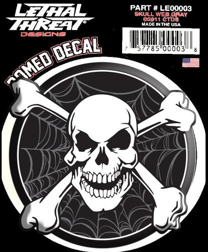 Domed Decal: Skull Web Gray