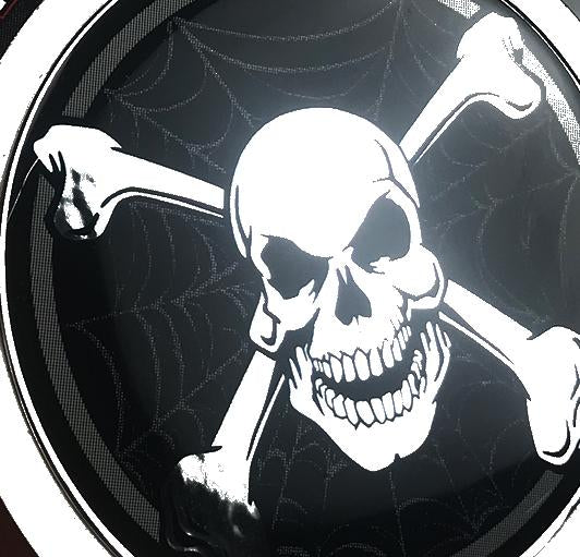 Domed Decal: Skull Web Gray