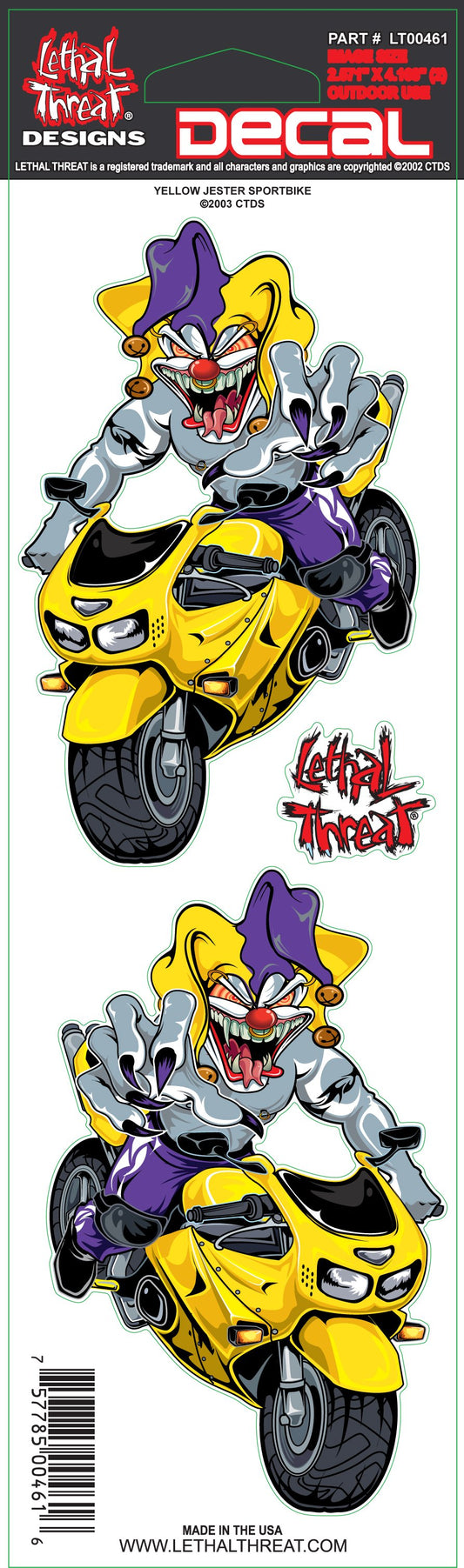 Jester Yellow Sport Biker Decal