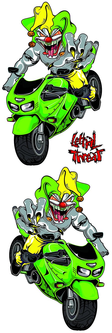 Green Sport Bike Jester Biker Decal