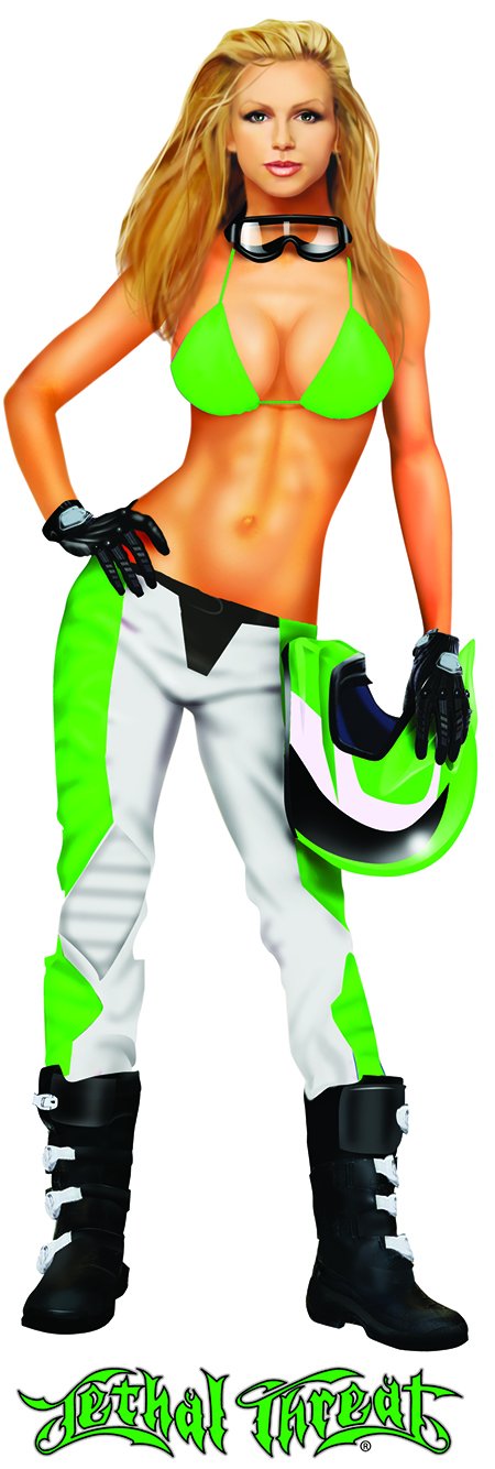Green Moto Cross Babe Biker Decal