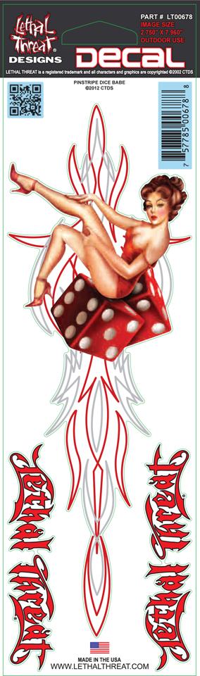 Pinstripe Dice Babe Decal
