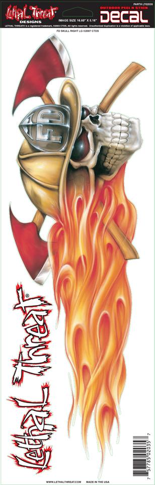 Fire Department Skull Right Large Decal